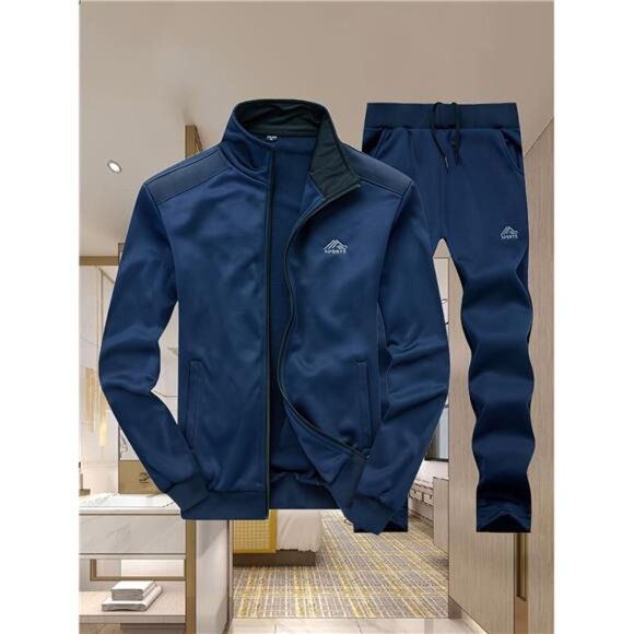 NWT Men's Navy Blue Lightweight Athletic Tracksuit - Picture 2 of 6